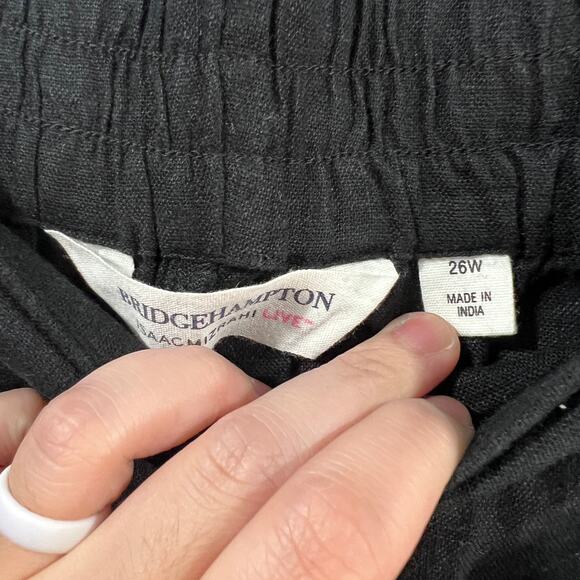 Isaac Mizrahi Live! Bridgehampton Stretch Linen Shor Pitch Black, Plus 26 - Picture 3 of 8